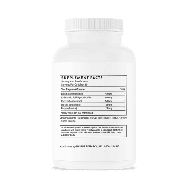 Advanced Digestive Enzymes 180ct by Thorne Back