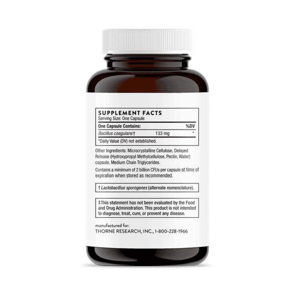 Bacillus Coagulans 60ct by Thorne Back