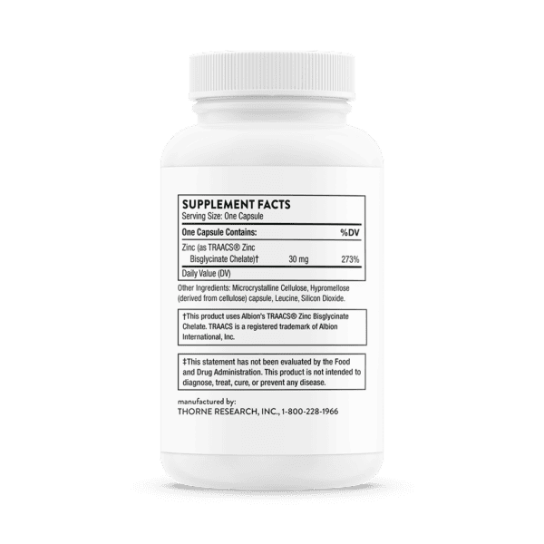 Zinc Bisglycinate 30 mg by Thorne Back