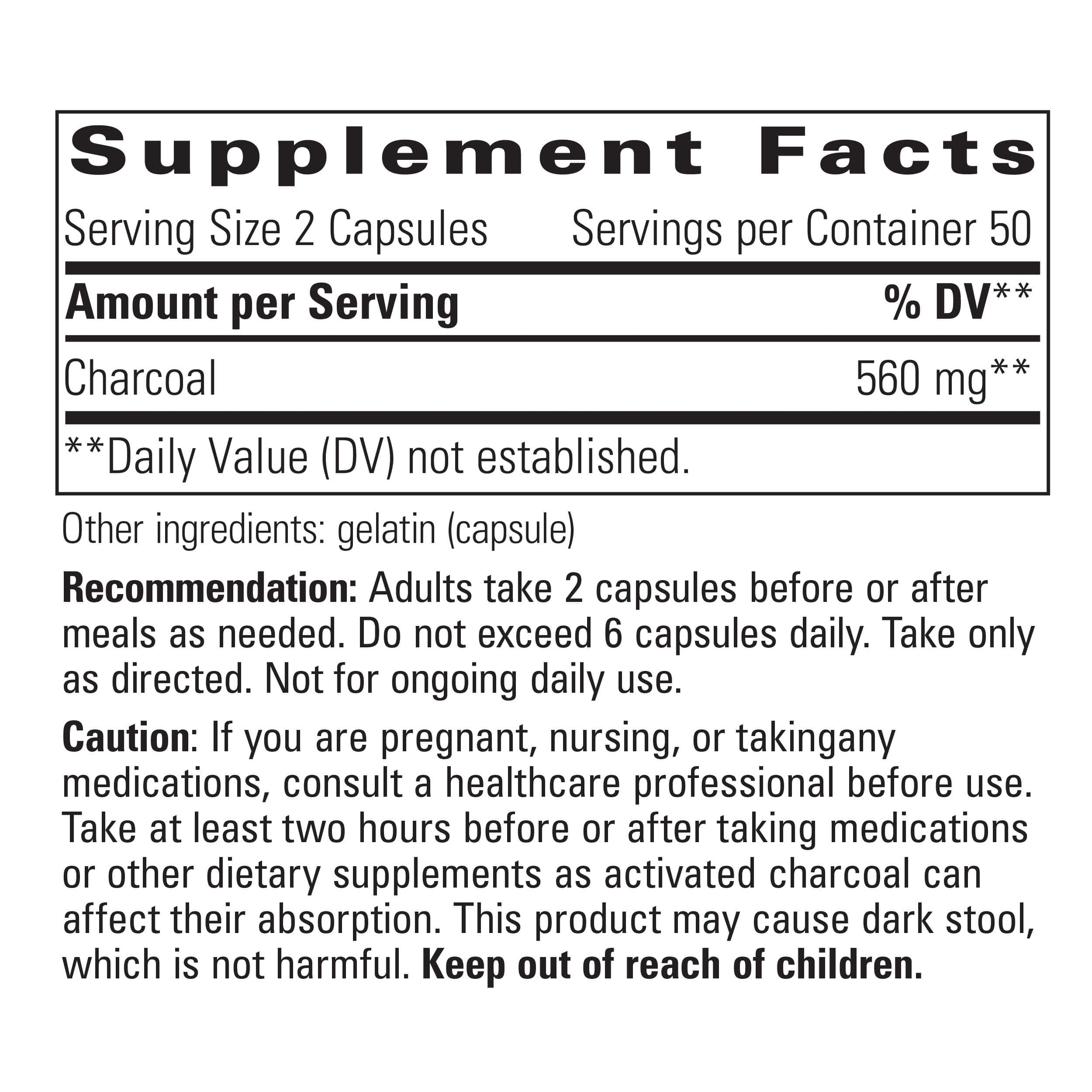 Activated Charcoal 100ct Integrative Therapeutics SF