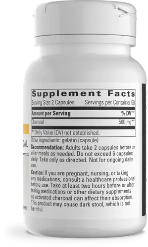 Activated Charcoal 100ct by Integrative Therapeutics Back
