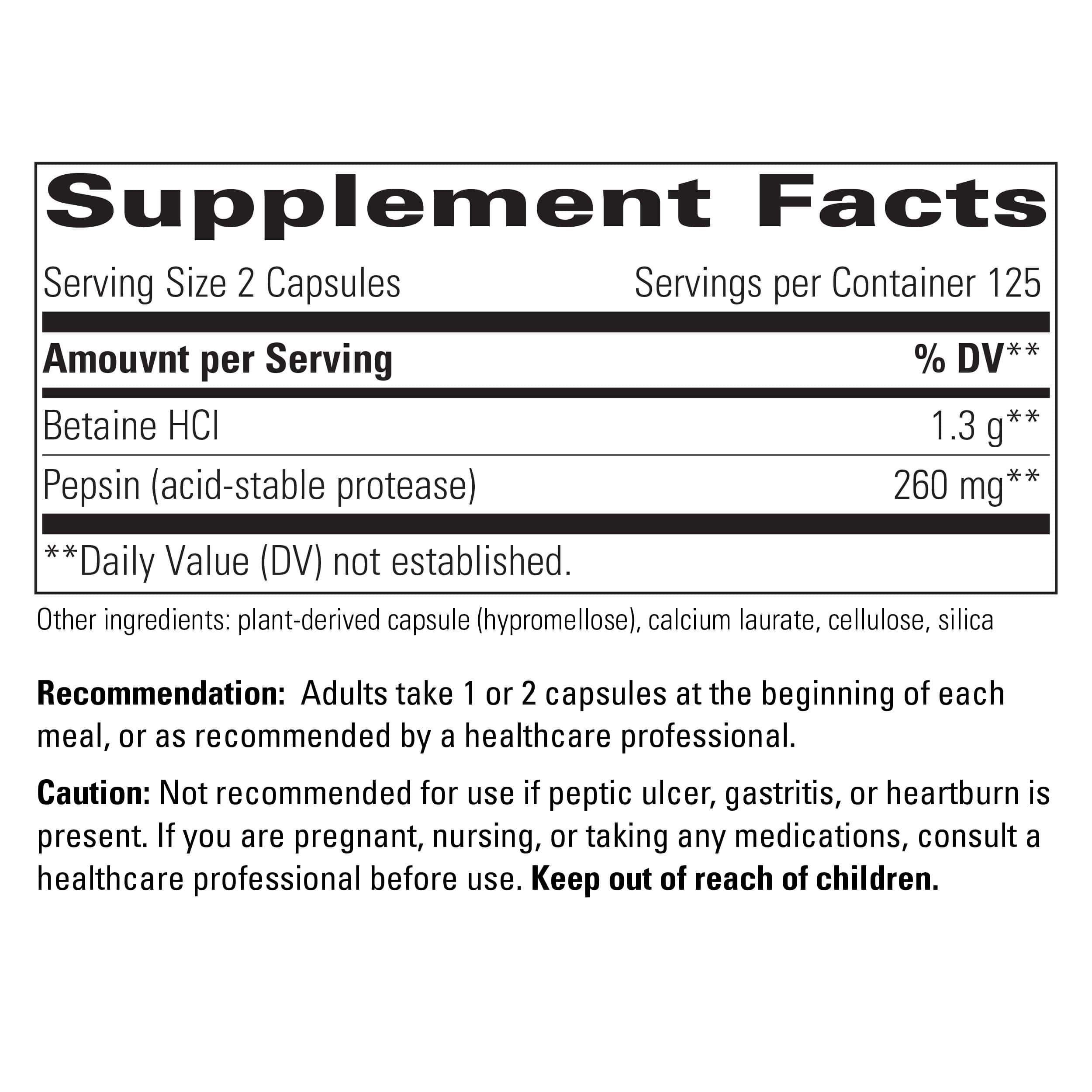 Betaine HCl 250ct Integrative Therapeutics SF